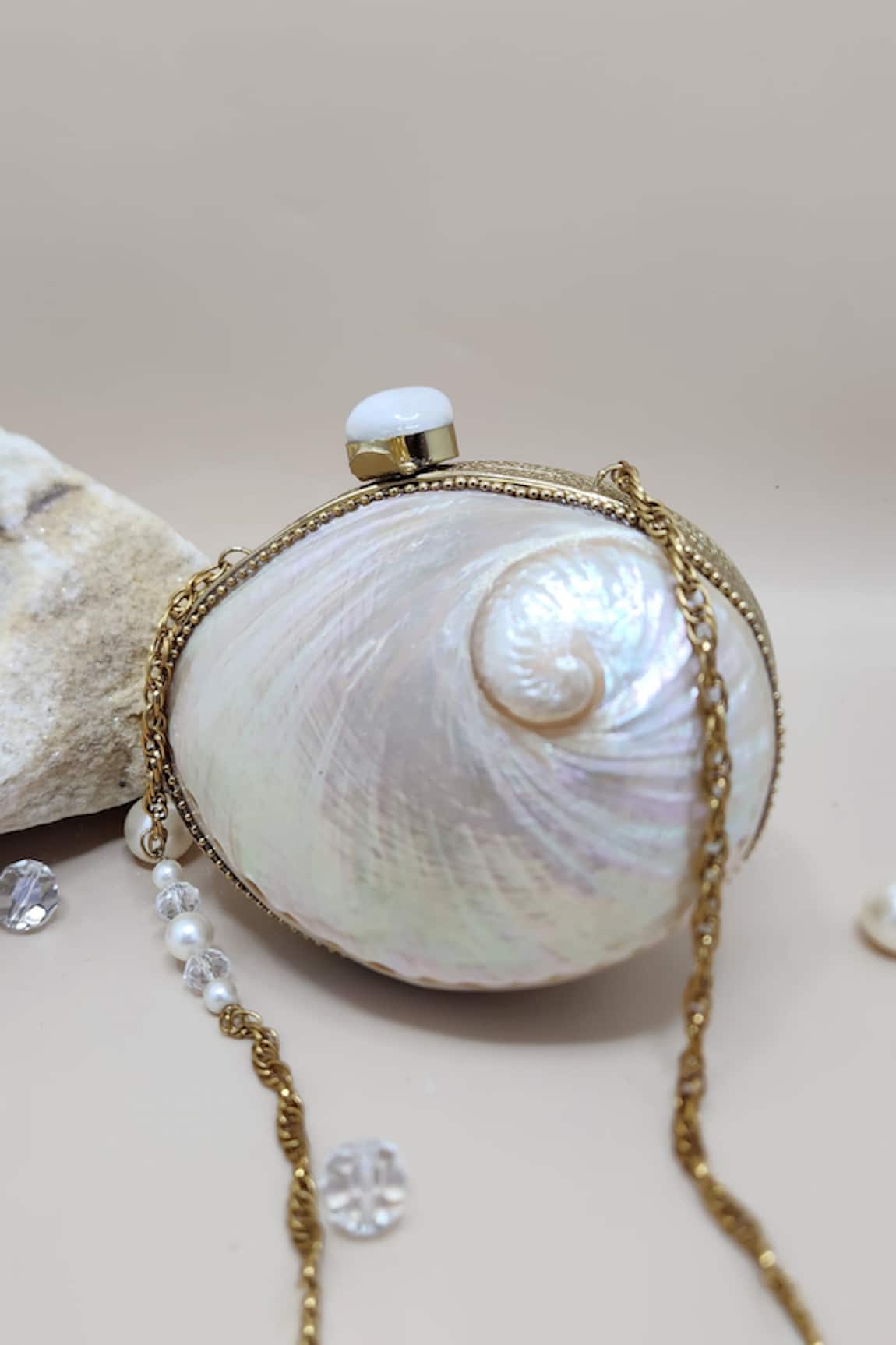 ADWITA BAGS & JEWELS Mini Abalone Shell Shaped Clutch