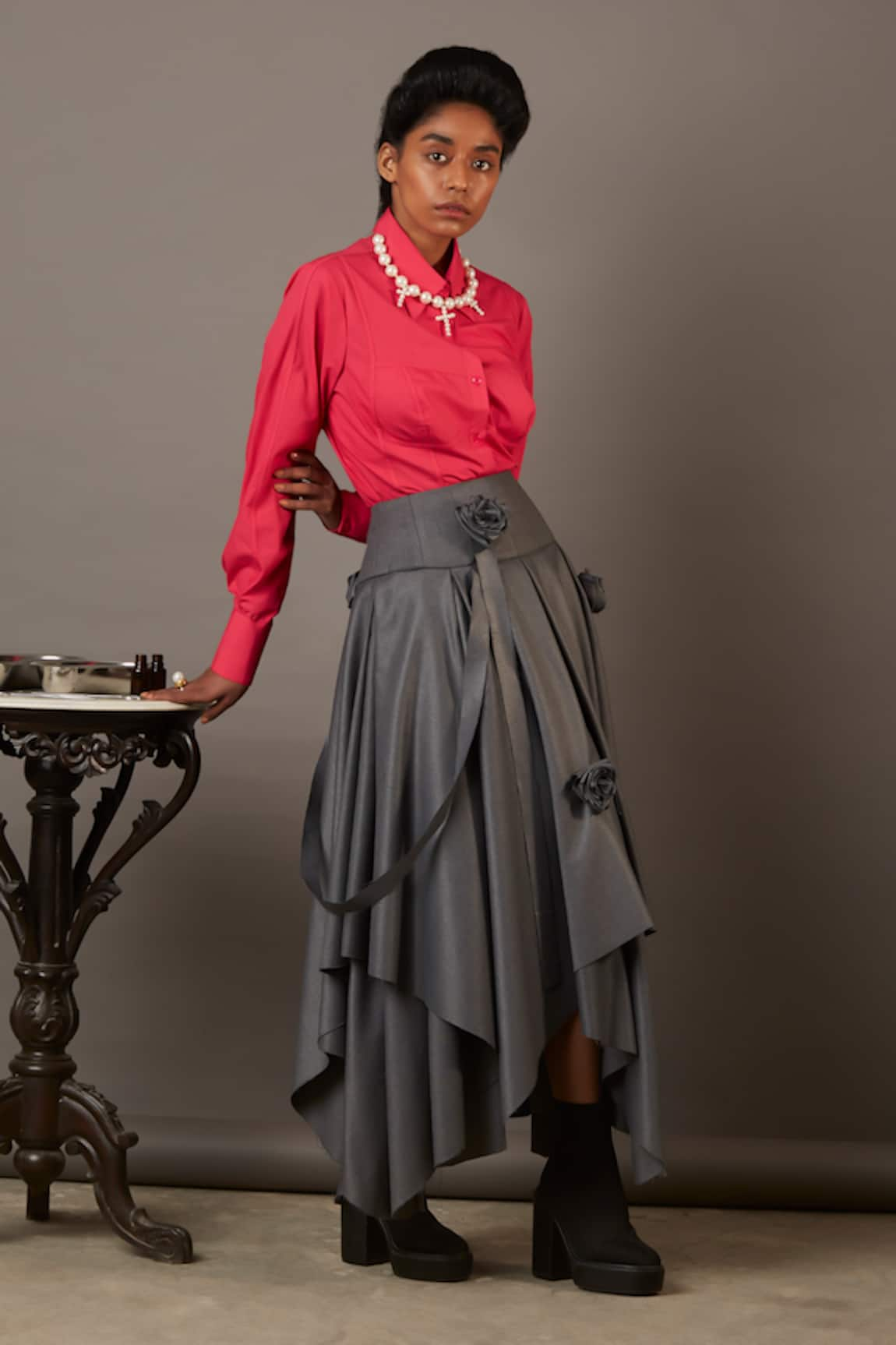 Quod Layered Asymmetric Panelled Skirt