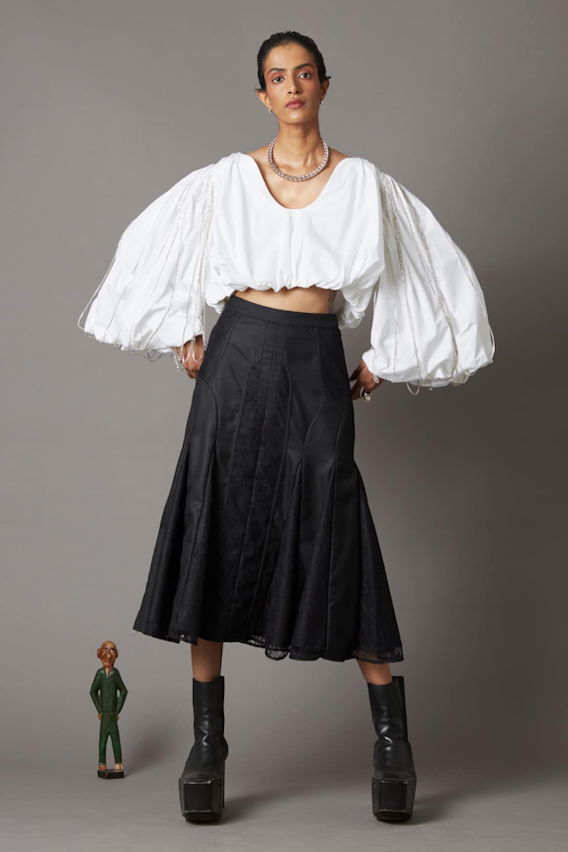 Quod Lace Overlay Suiting Skirt