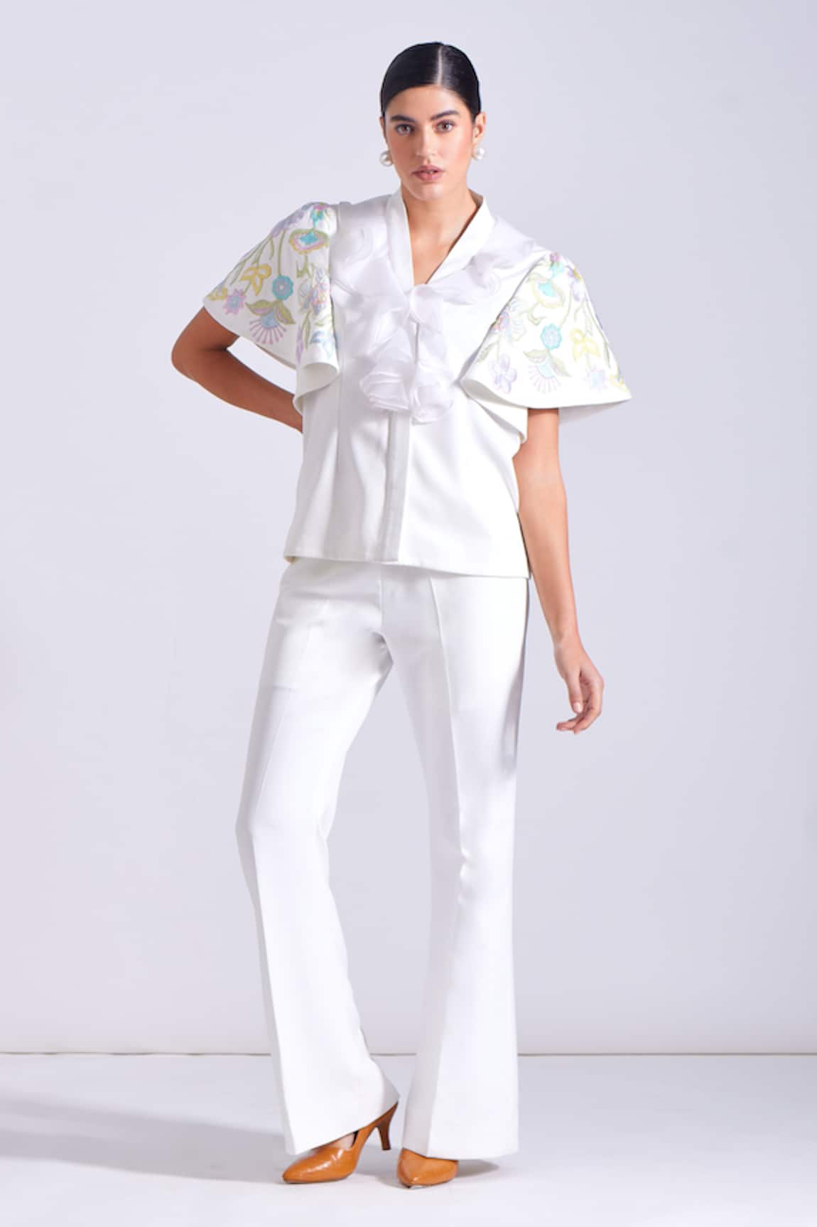 Zosia Antonio Embroidered Sleeves Top & Pant Set