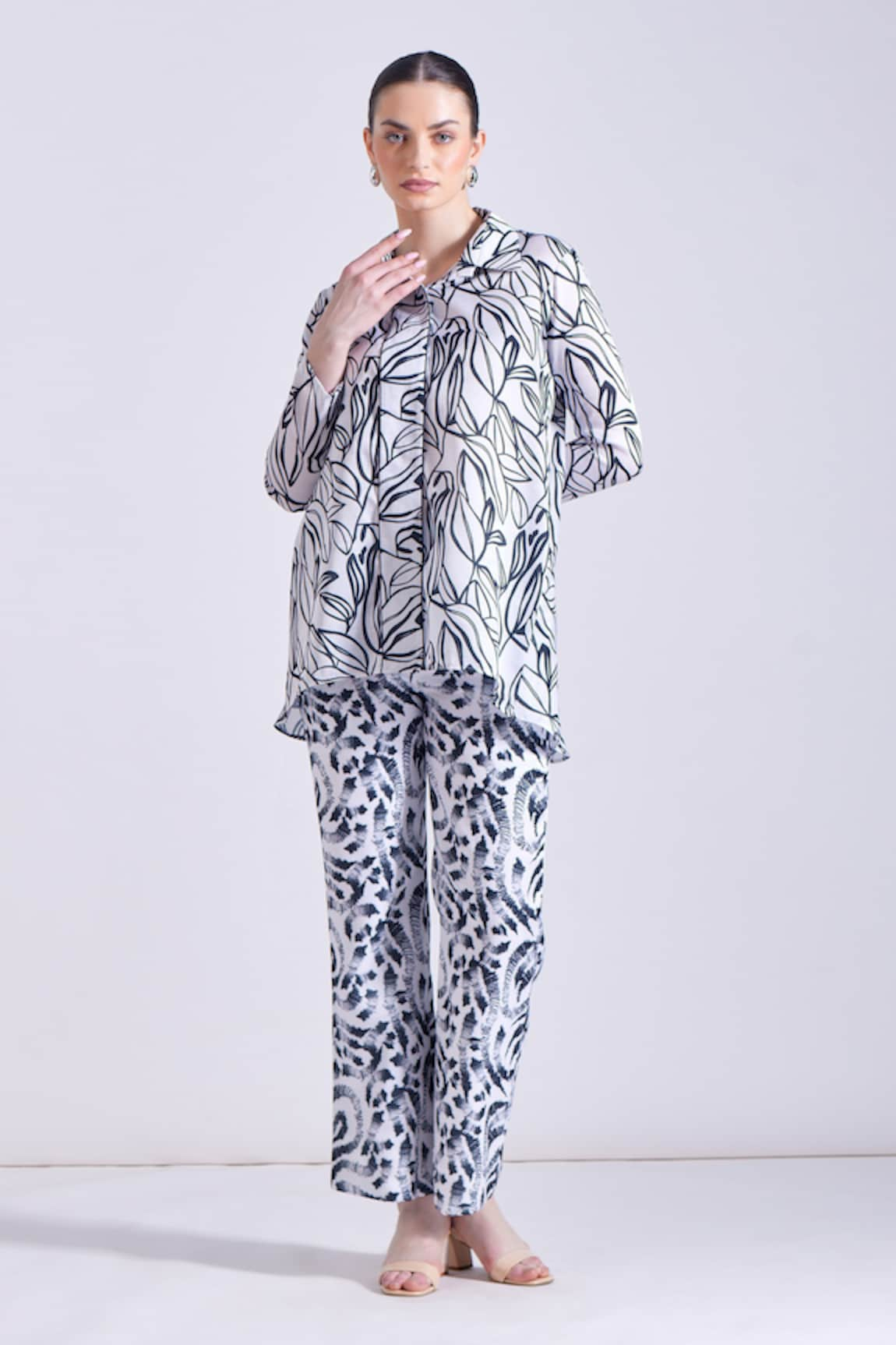 Zosia Odessa Leaf Print Blazer & Pant Set