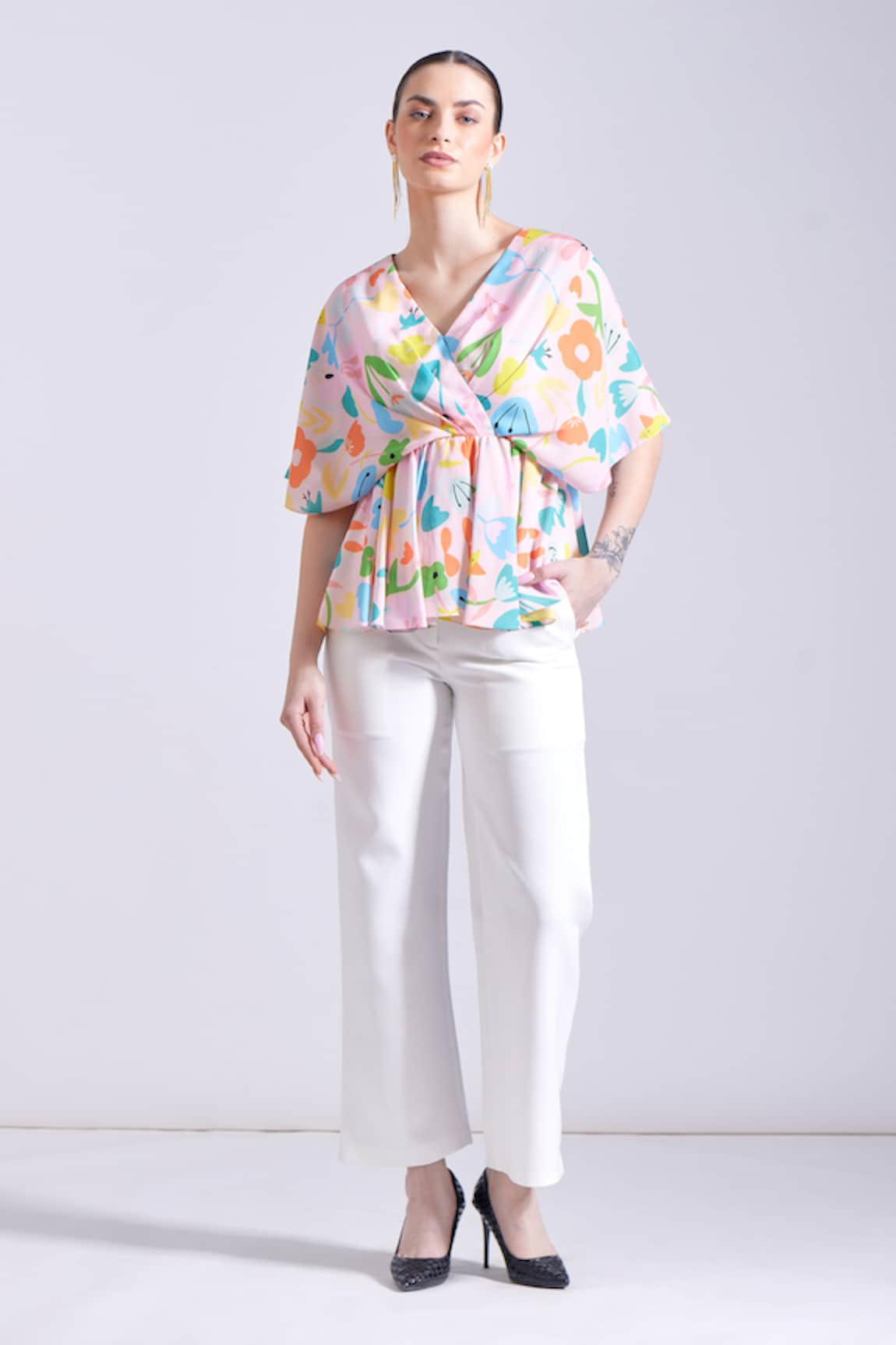 Zosia Sorso Floral Print Draped Top