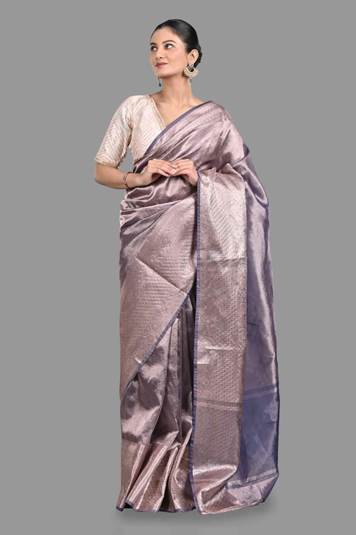 Zal From Benaras Banarasi Handloom Saree With Unstitched Blouse Piece