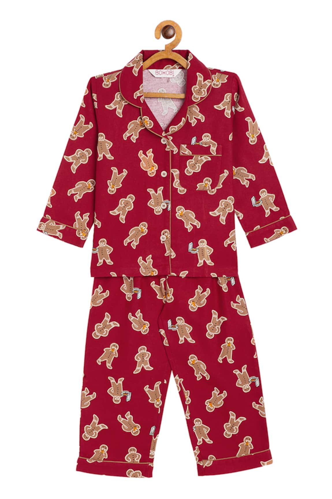 Bohobi Gingerbread Print Night Suit Pyjama Set