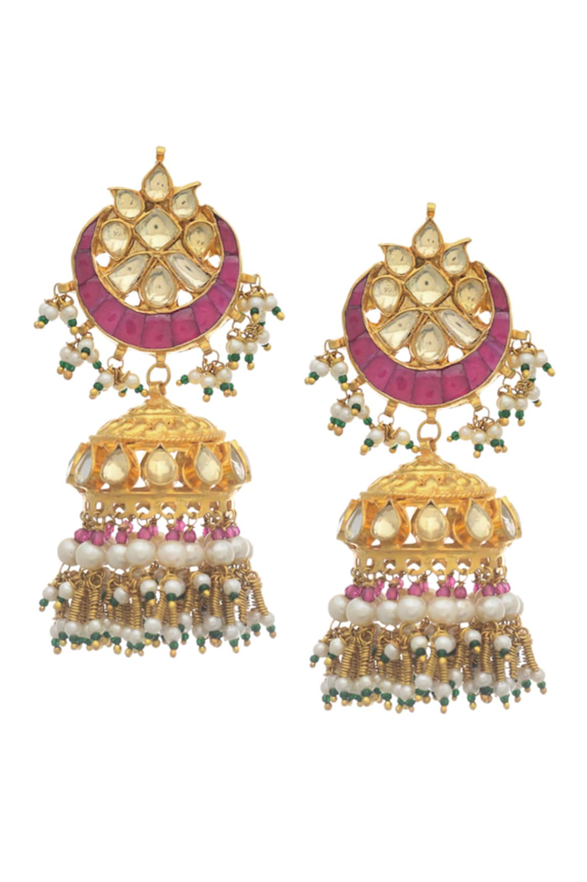 MAISARA JEWELRY Kundan Embellished Jhumkas