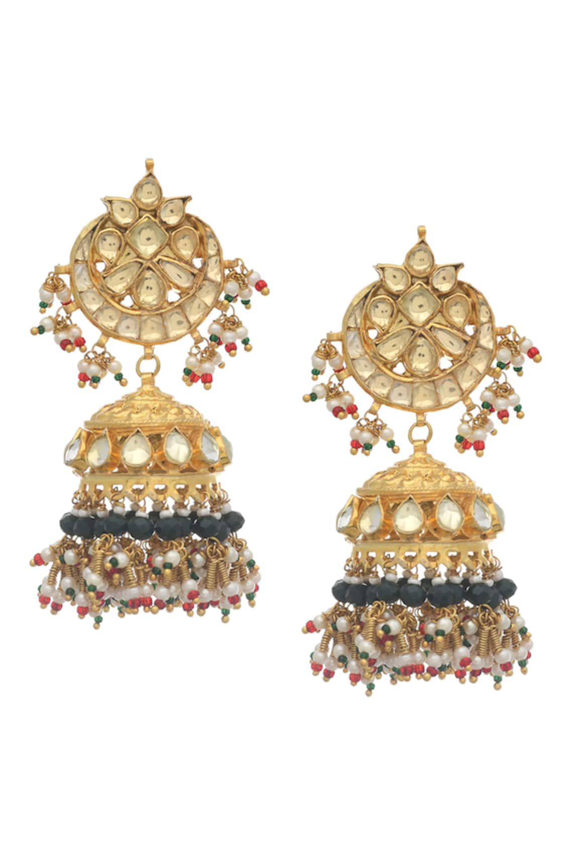 MAISARA JEWELRY Kundan Embellished Cutwork Jhumkas