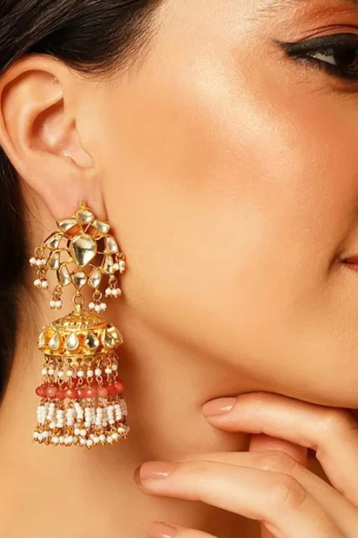 MAISARA JEWELRY Kundan Embellished Dangler Jhumkas