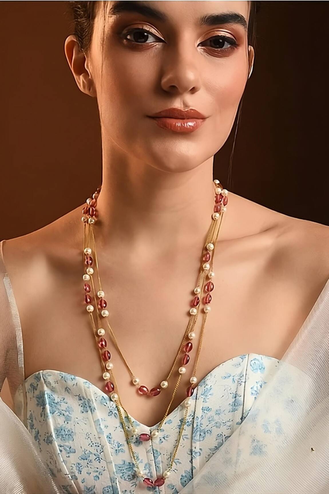 MAISARA JEWELRY Pearl Embellished Layered Necklace