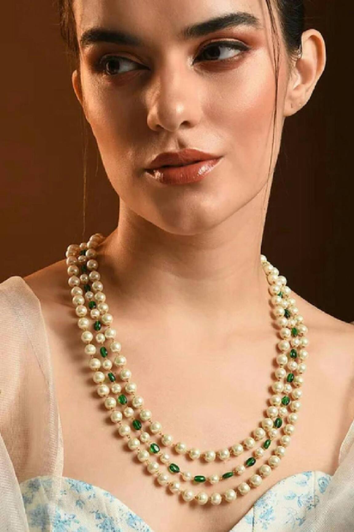 MAISARA JEWELRY Layered Pearl Embellished Necklace