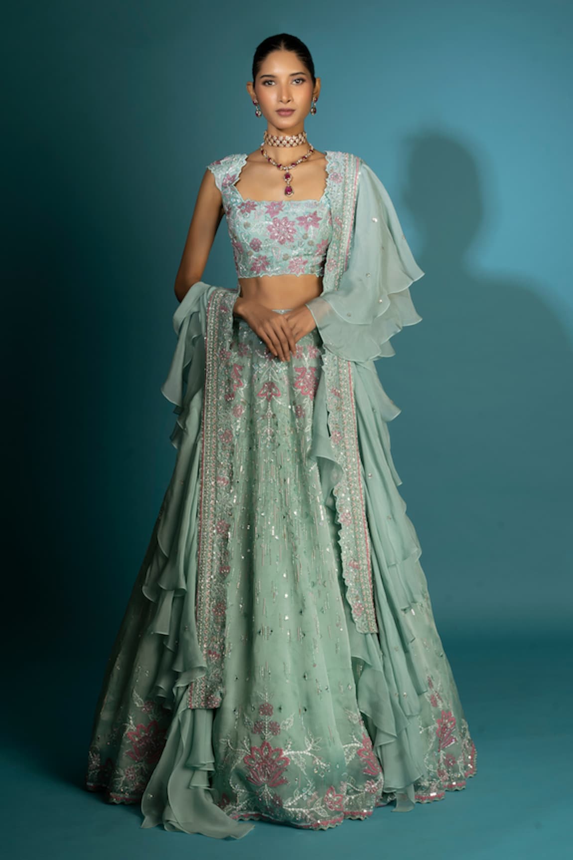 Vaishali Agarwal Raw Silk Embroidered Lehenga Set