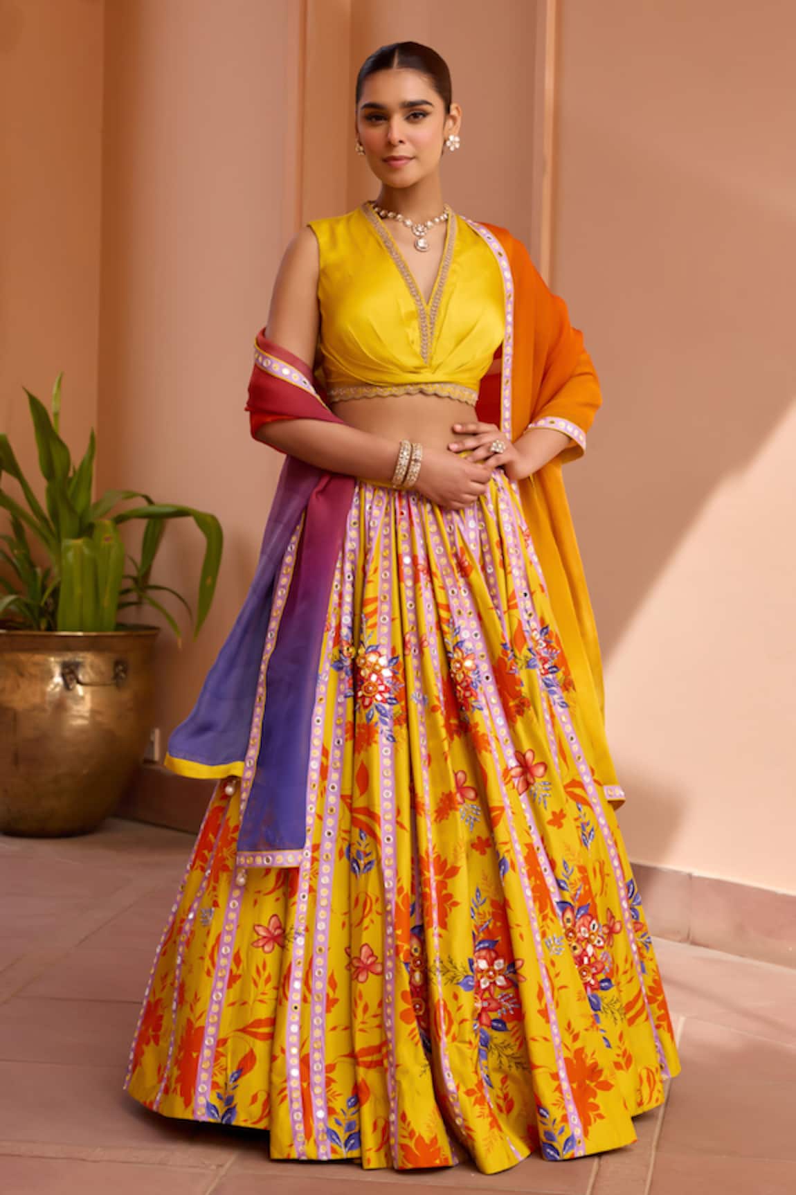 Isha Gupta Tayal Khushrang Floral Print Lehenga Set 