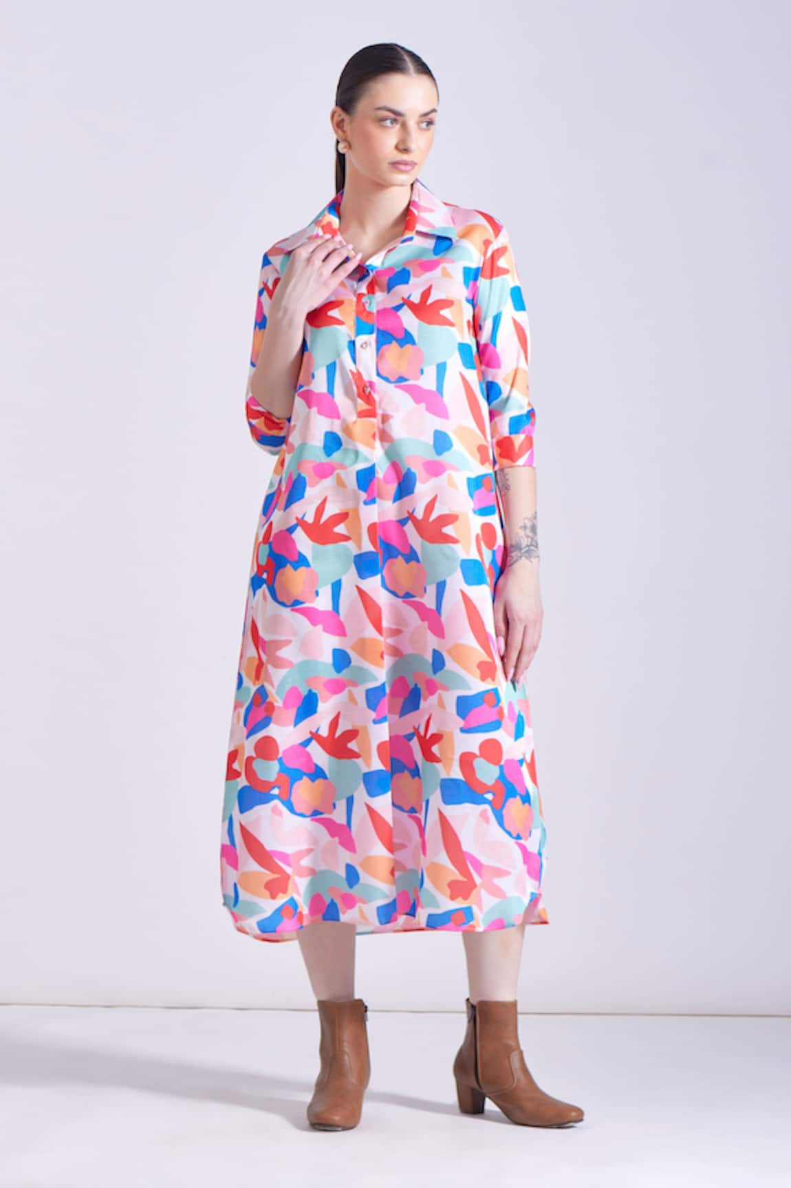 Zosia Tulum Flower Print Shirt Dress