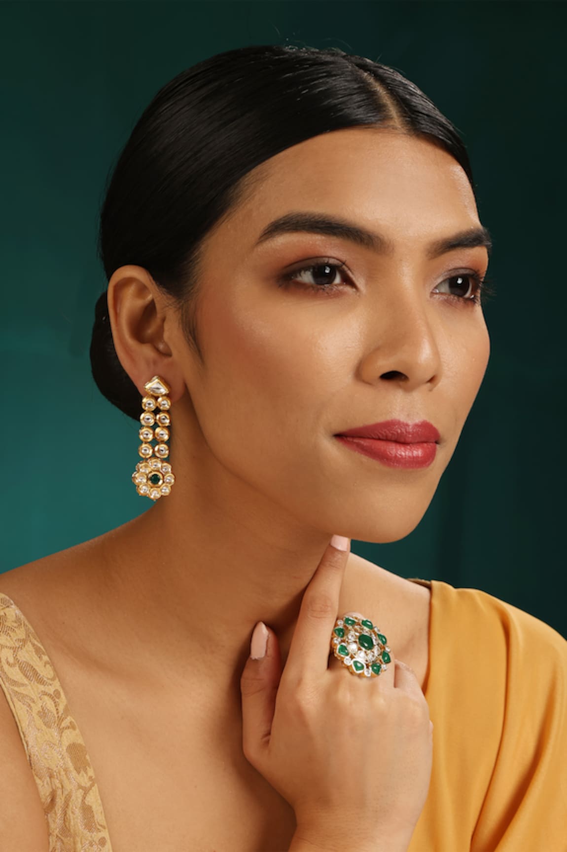 Minaki Floret Vine Kundan Embellished Earrings