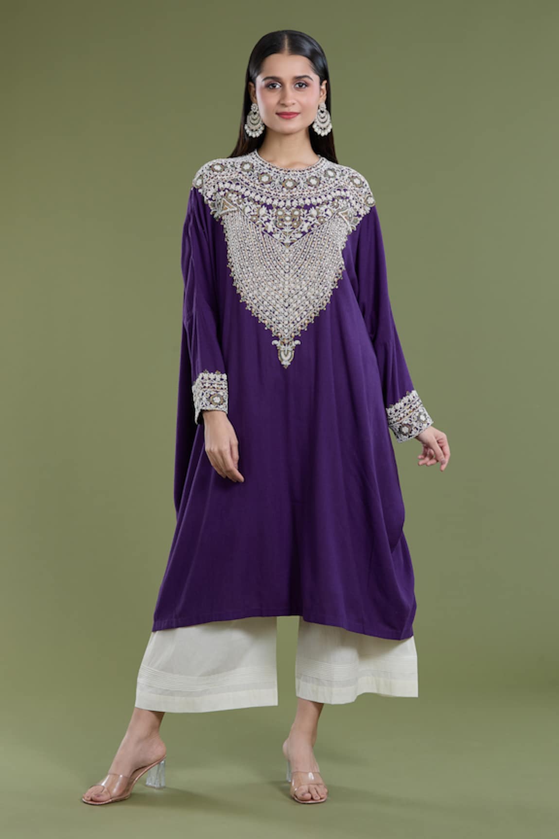 Divya Sheth Pearl Embroidered Kaftan & Pant Set