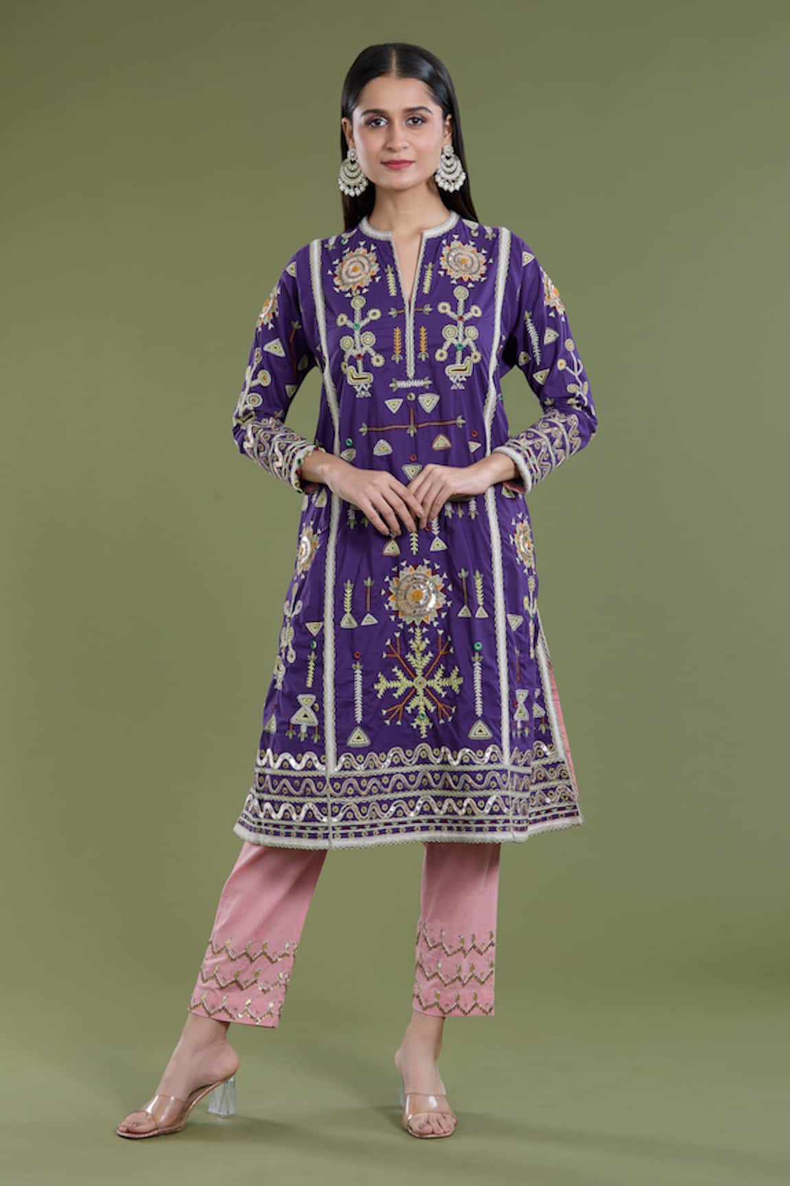 Divya Sheth Tribal Pattern Kurta & Pant Set