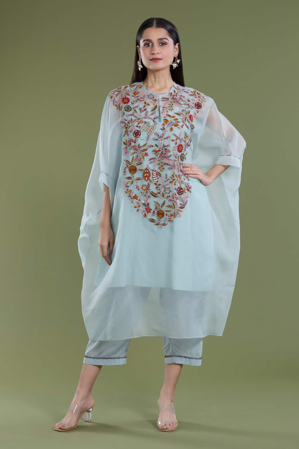 Divya Sheth Dori Embroidered Kaftan Kurta & Pant Set