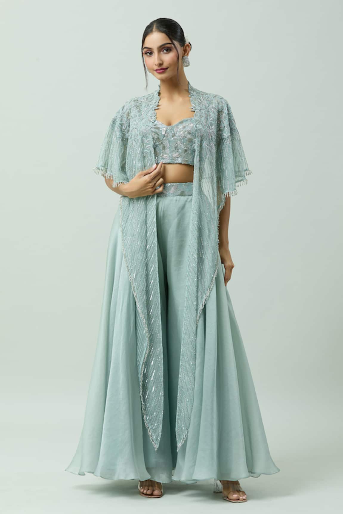 COUTURE BY NIHARIKA Embroidered Cape Pant Set