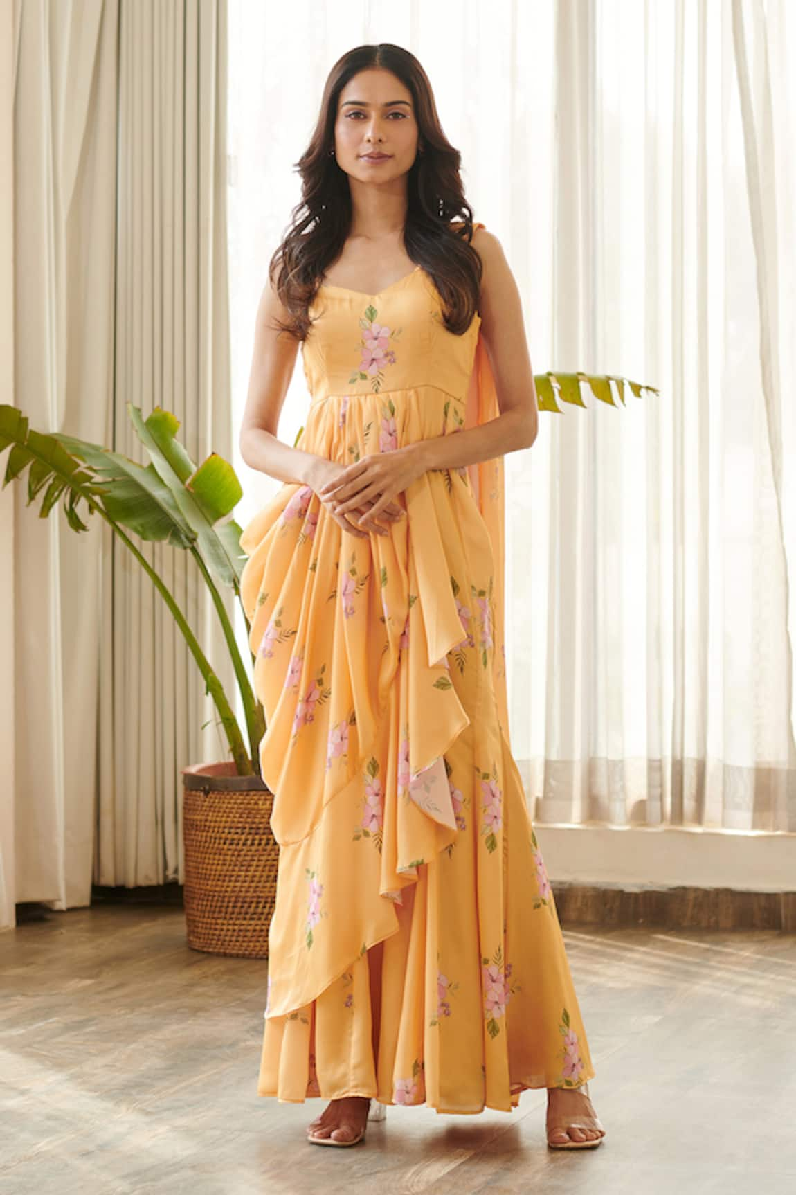 Pasha India Jasmine Print Saree Gown