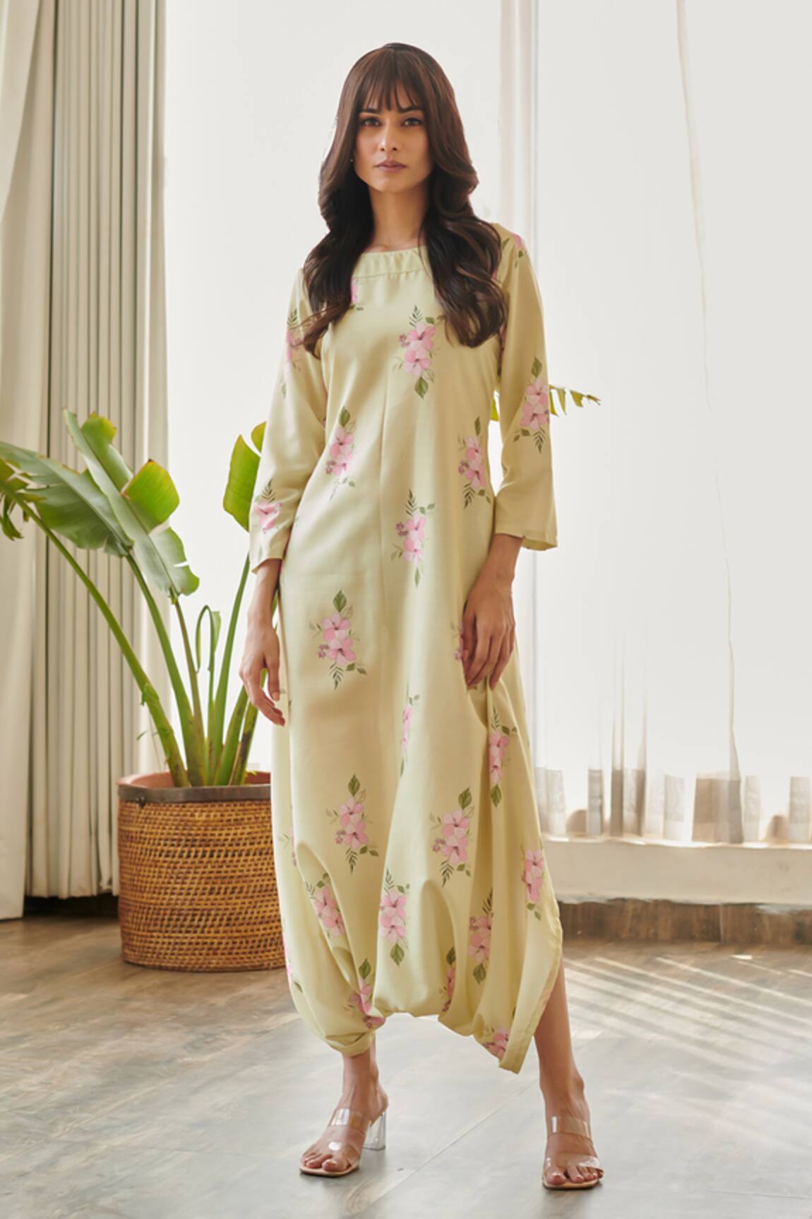 Pasha India Cowl Draped Floral Print Jumpsuit