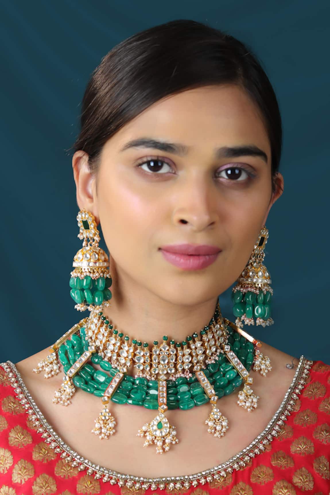 Riana Jewellery Semi-Precious Beads Embellished Choker Necklace Set 