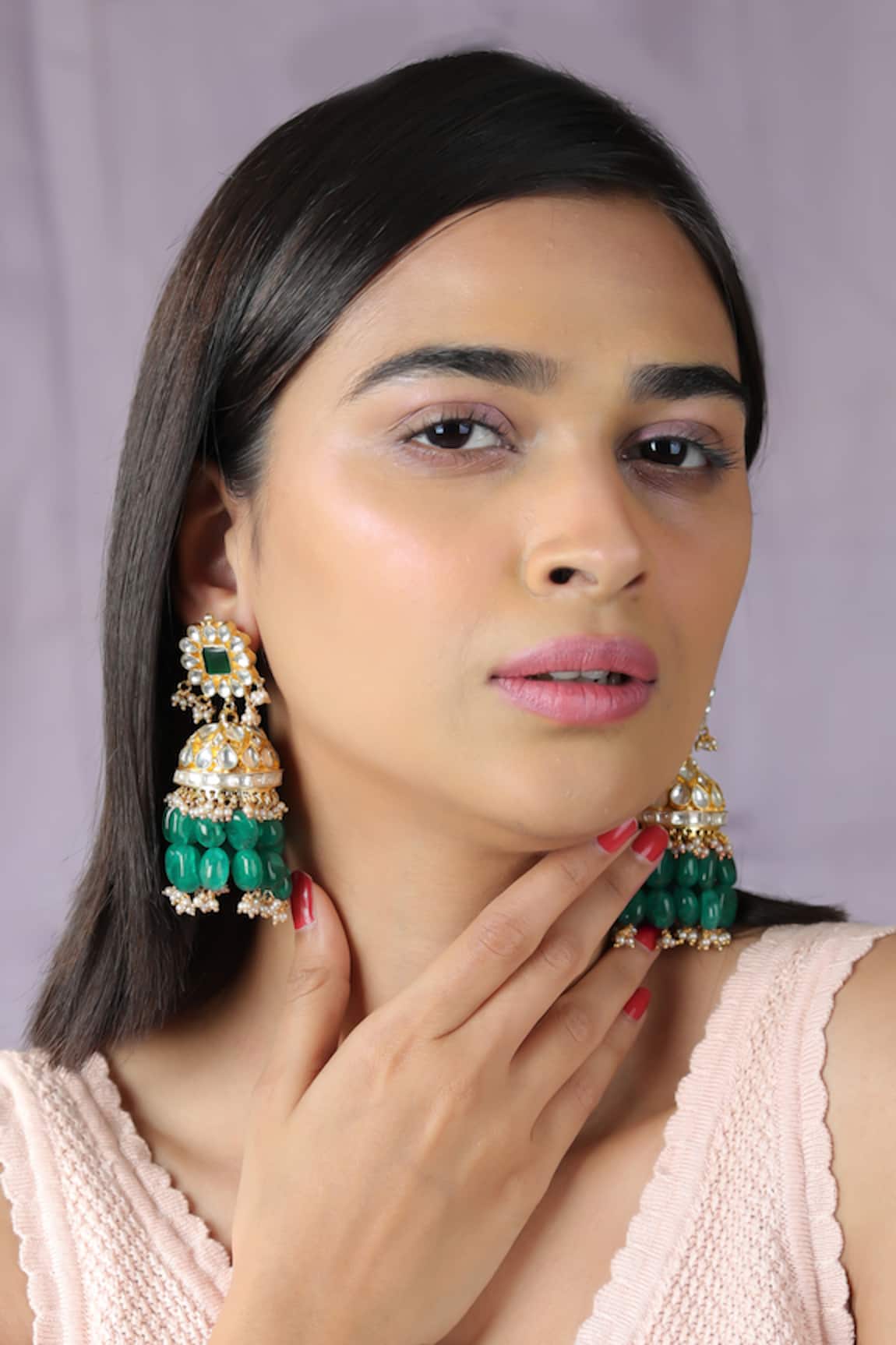 Riana Jewellery Kusum Beads Embellished Jhumkas 