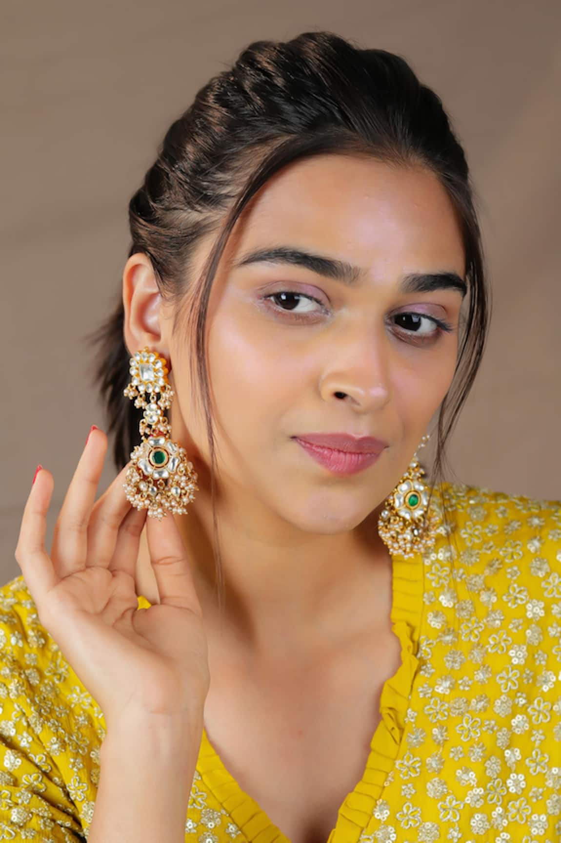 Riana Jewellery Blooming Petal Stone Embellished Earrings