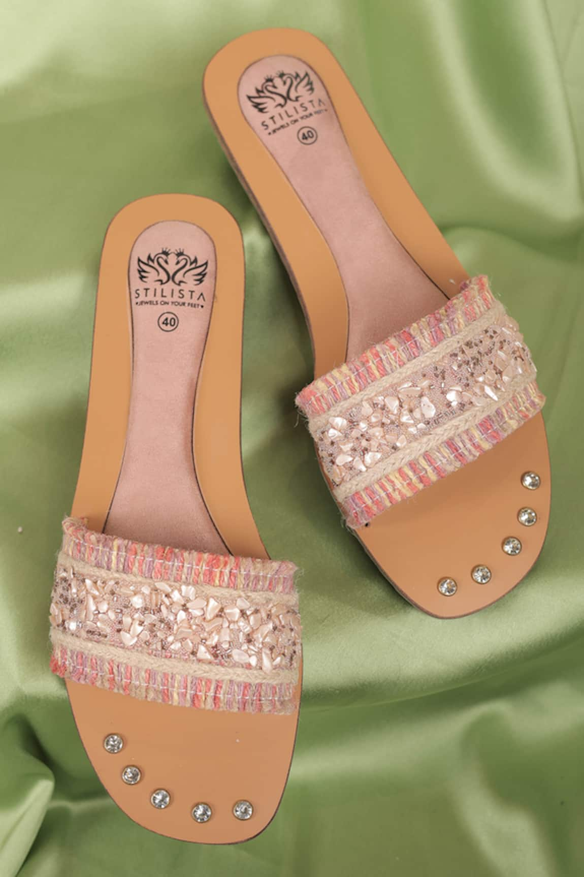 Stilista Stones Embellished Round-Toe Flats