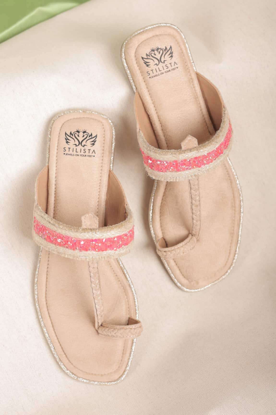 Stilista Stones Embellished Kolhapuri Flats