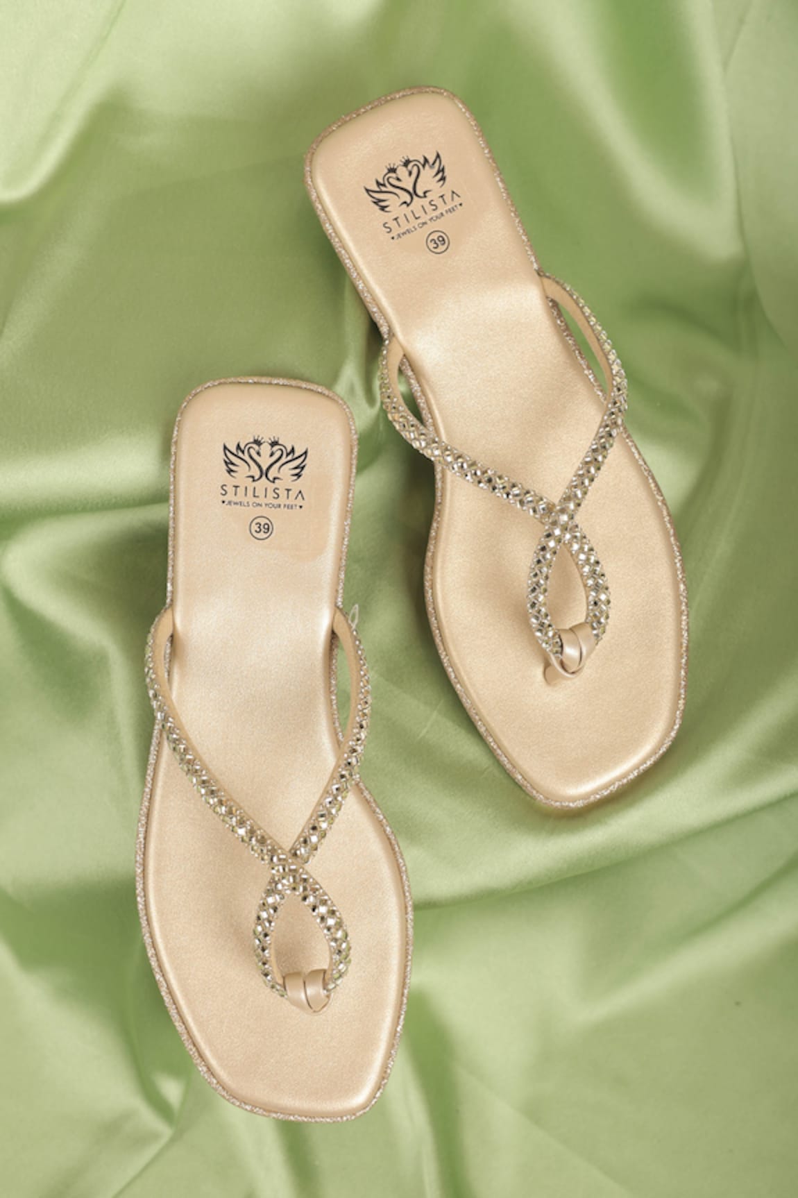 Stilista Embellished Cross-Strapped Slides