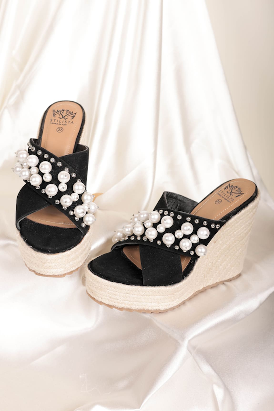 Stilista Pearl Embellished Wedges