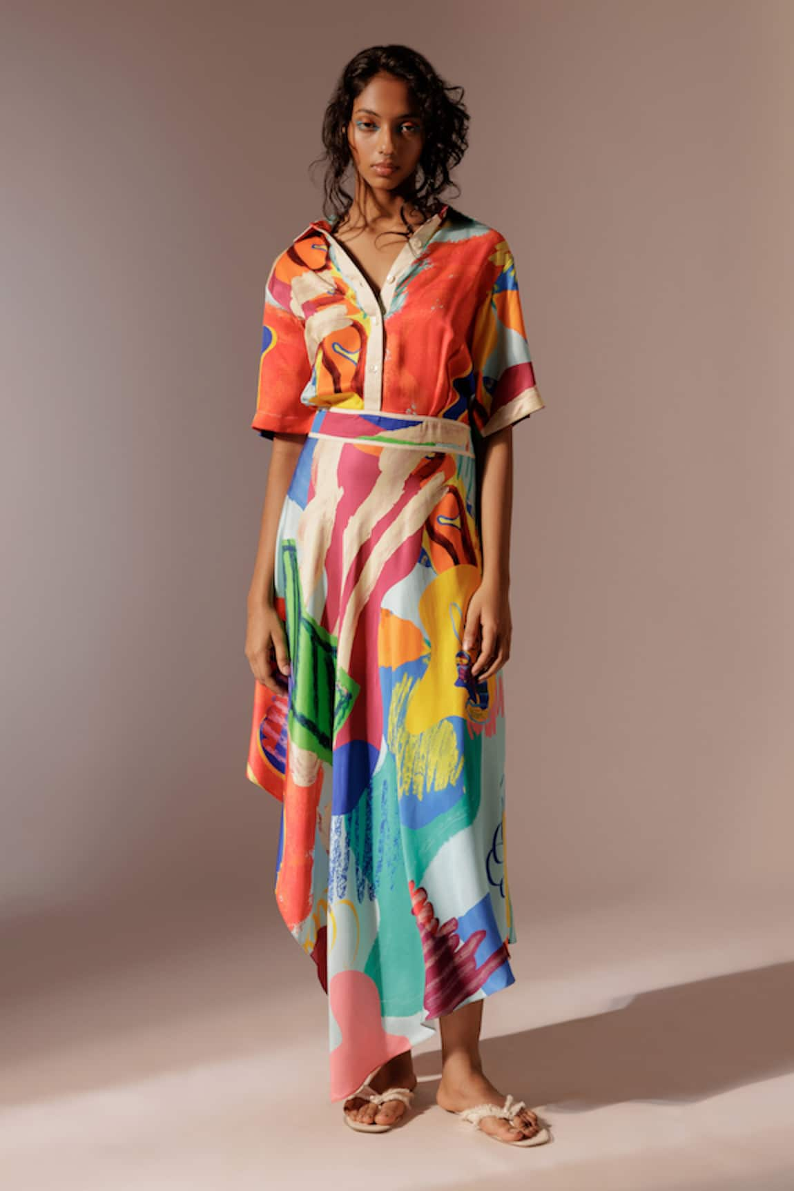 Advait Island Print Shirt Dress