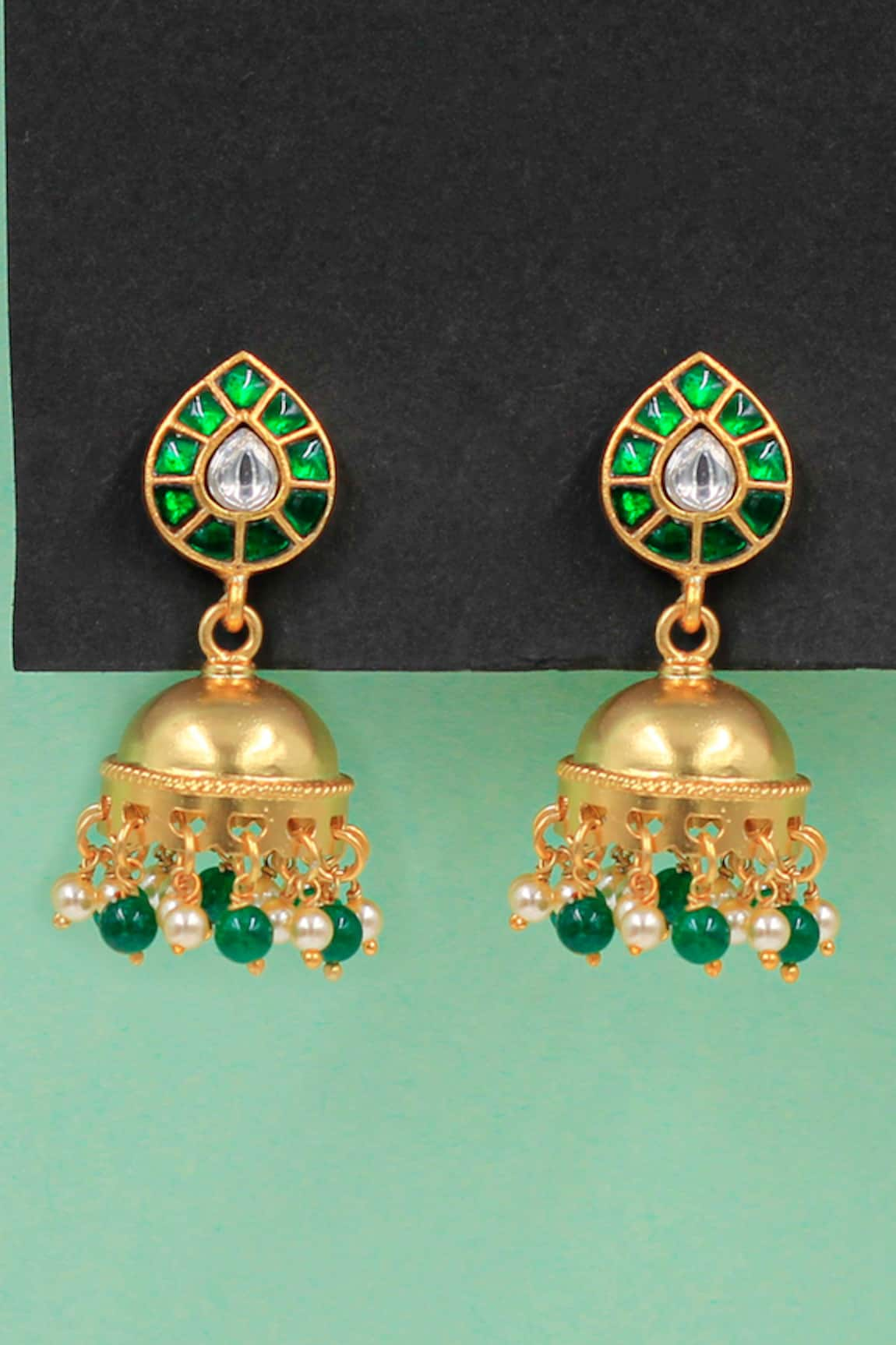 Sangeeta Boochra Stone Embellished Jhumkas