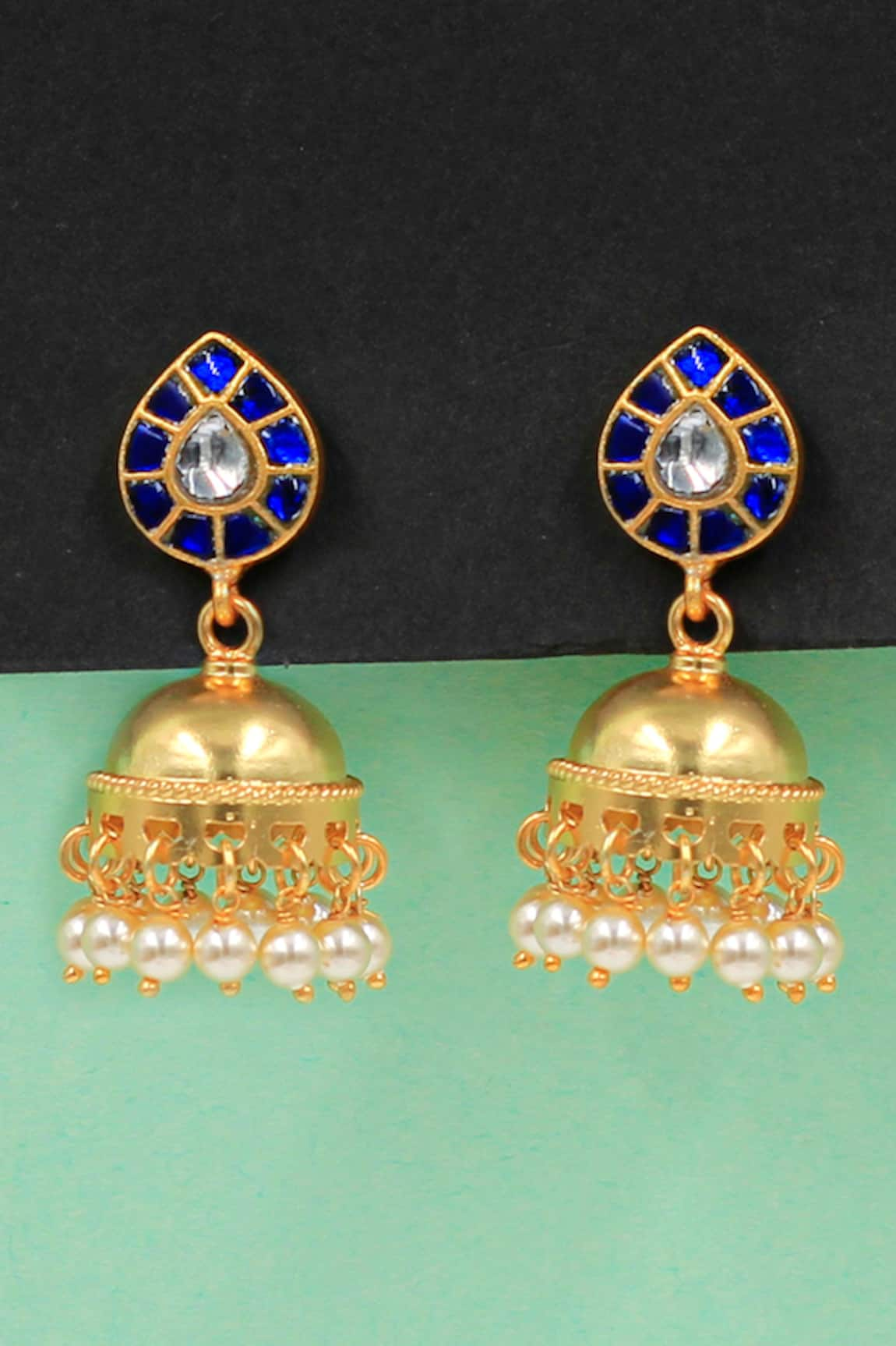 Sangeeta Boochra Kundan Stone Embellished Jhumkas