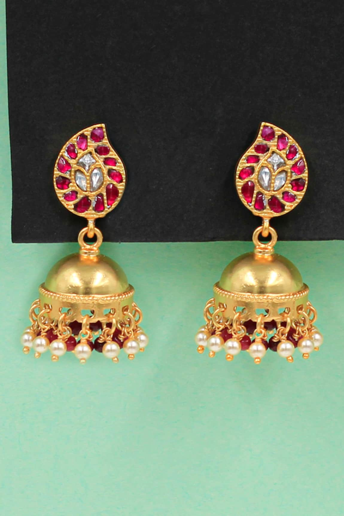 Sangeeta Boochra Pearl Drop Kundan Stone Embellished Earrings