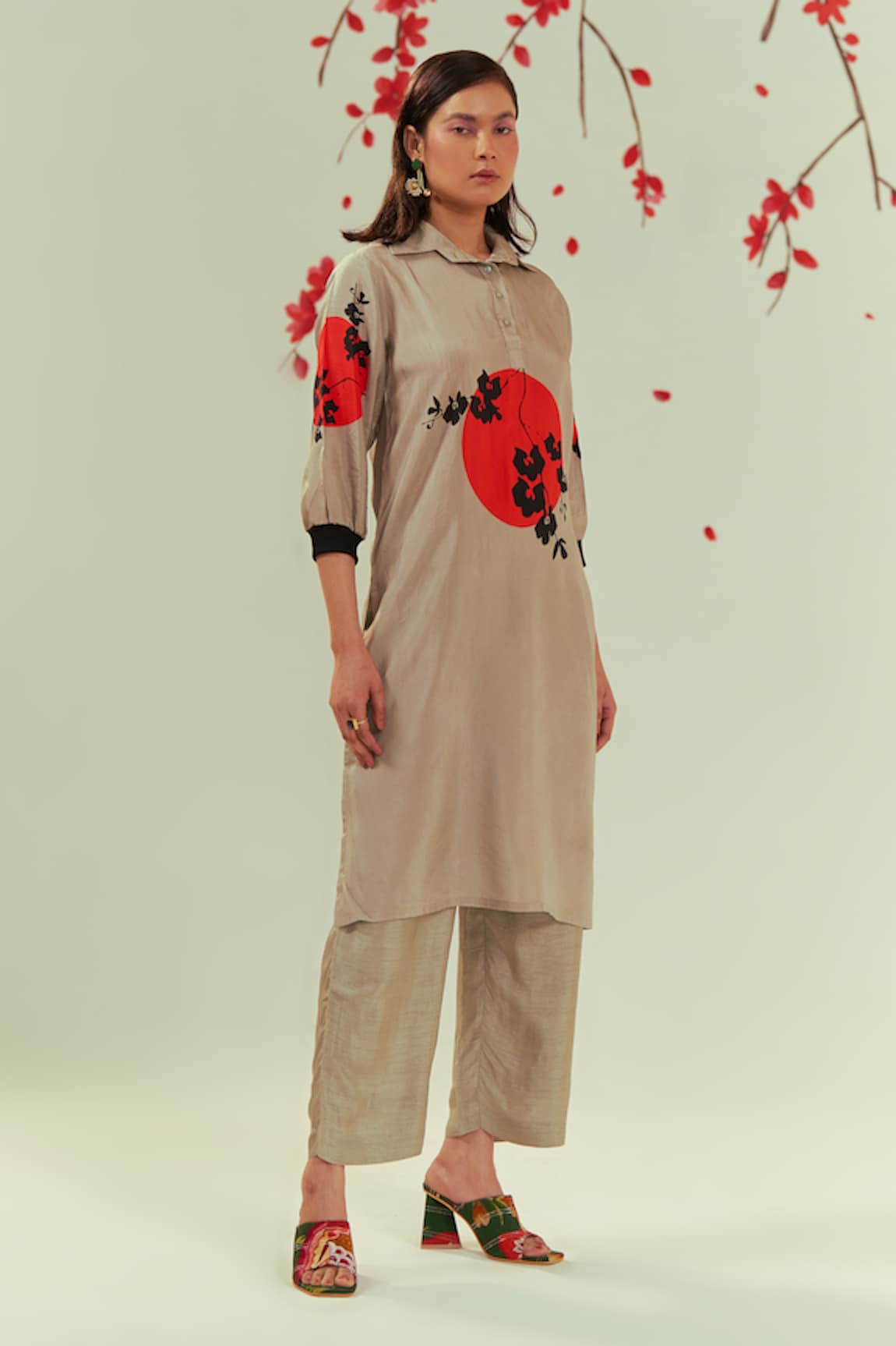 Coeur Yugen Ikigai Bloom Print Tunic Top With Pant