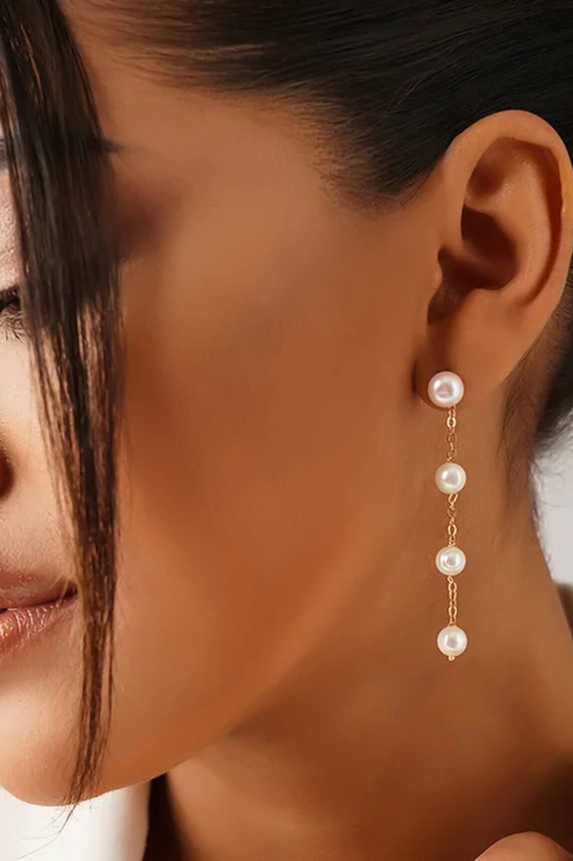 Kastiya Jewels Pearl Embellished Long Earrings