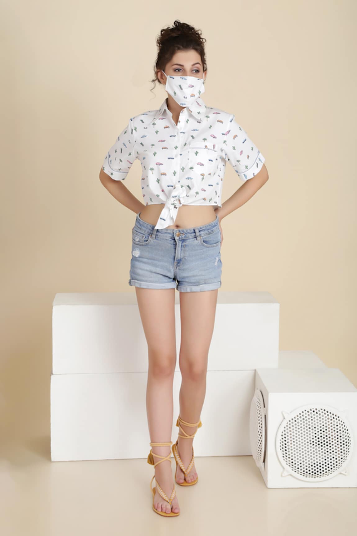 Bohobi Holiday Print Crop Shirt