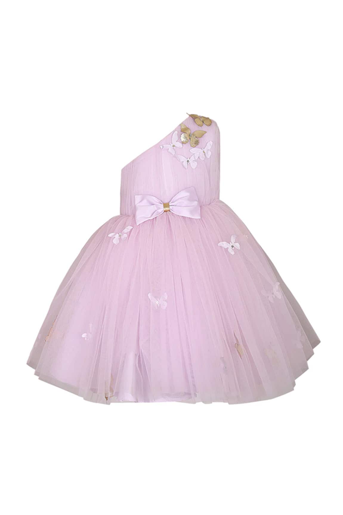 PNK Isha Arora (Pink) Butterfly Pearl Embellished One Shoulder Dress