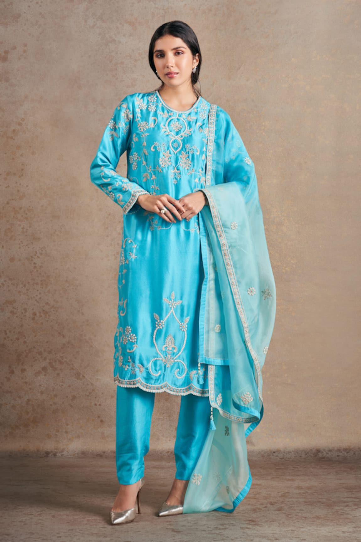 Stotram Floral Embroidered Kurta Pant Set