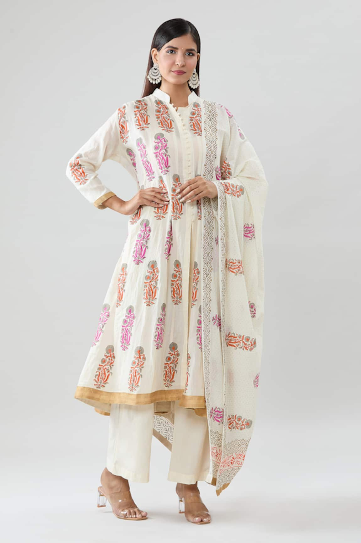 Peenacolada Floral Block Pattern Kurta Pant Set