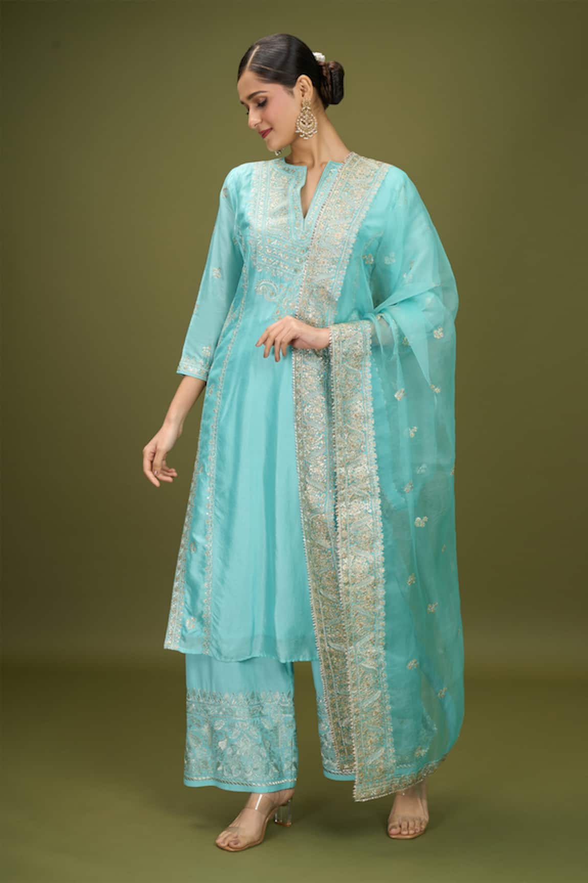 Gopi Vaid Rati Embroidered Kurta Palazzo Set