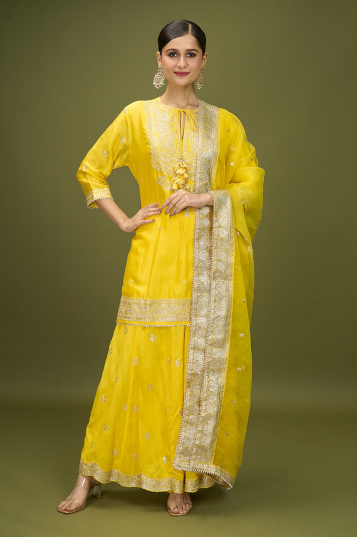 Gopi Vaid Rati Embroidered Kurta Sharara Set