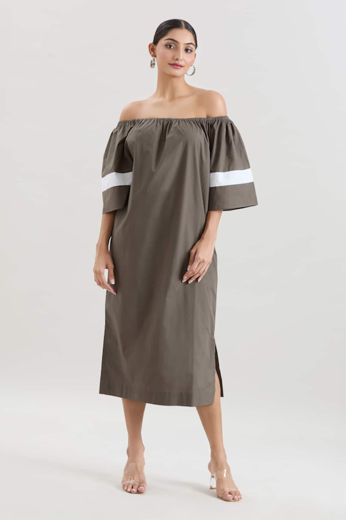 House of Behram Off Shoulder Midi Dress