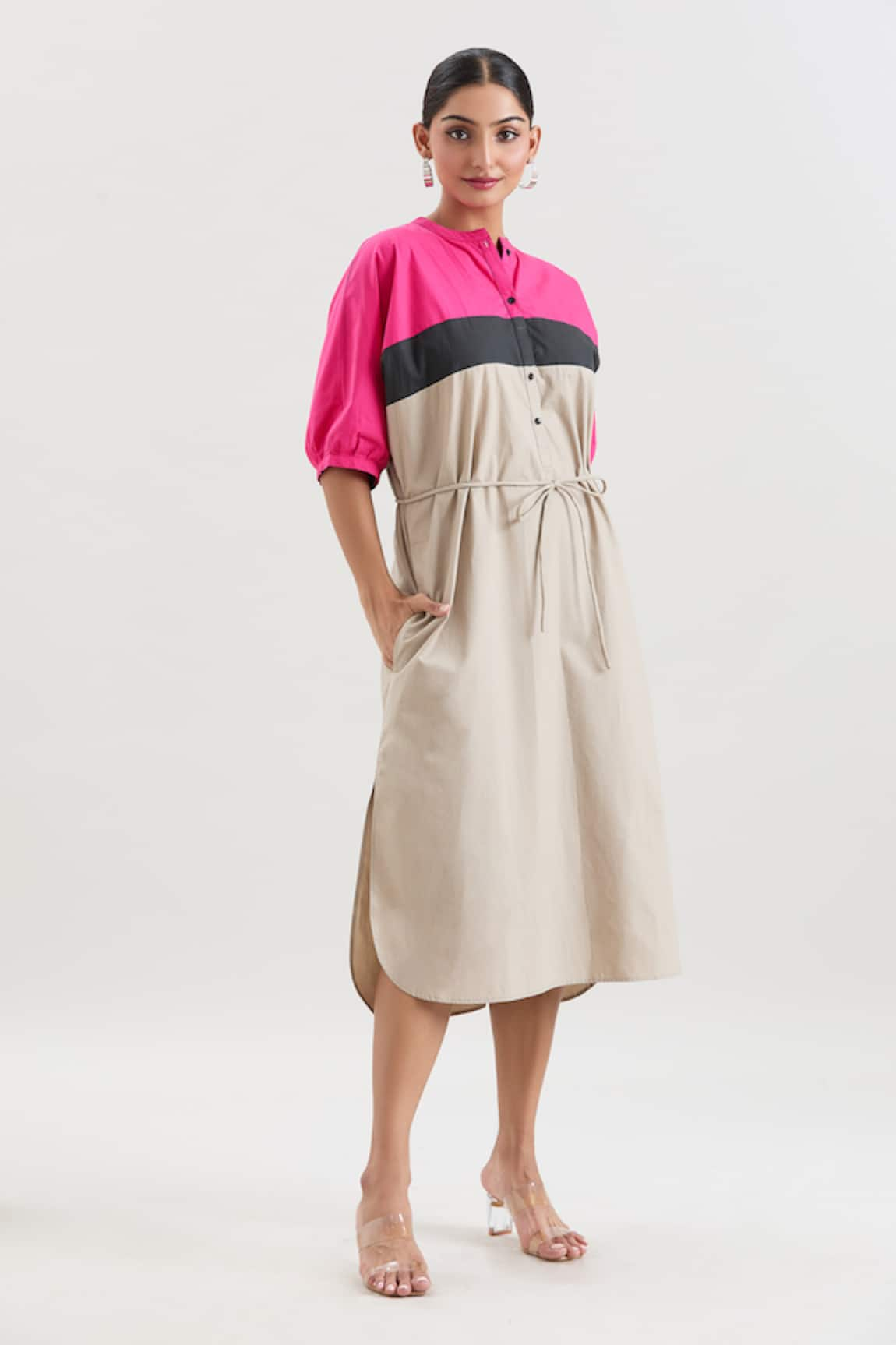 House of Behram Color Blocked Midi Dress