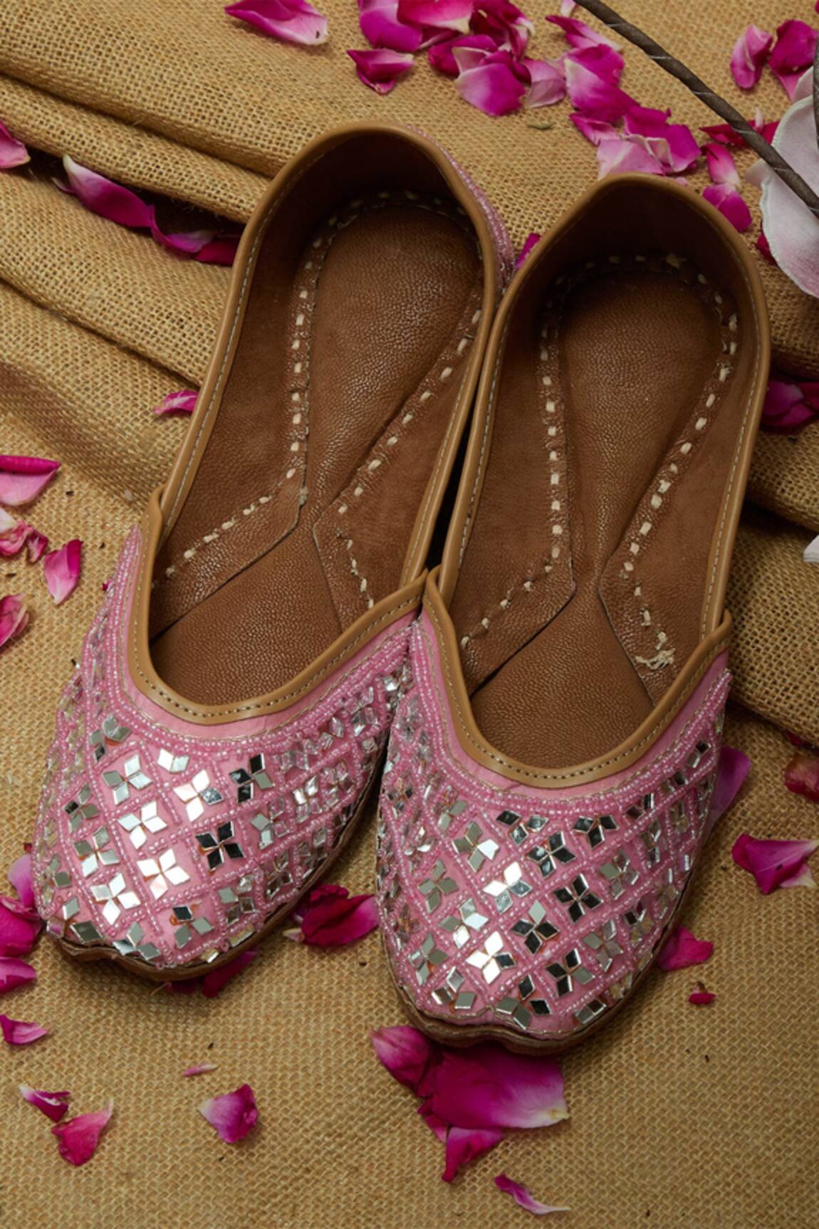 House of Kosha Heeriye Mirror Bloom Embroidered Juttis