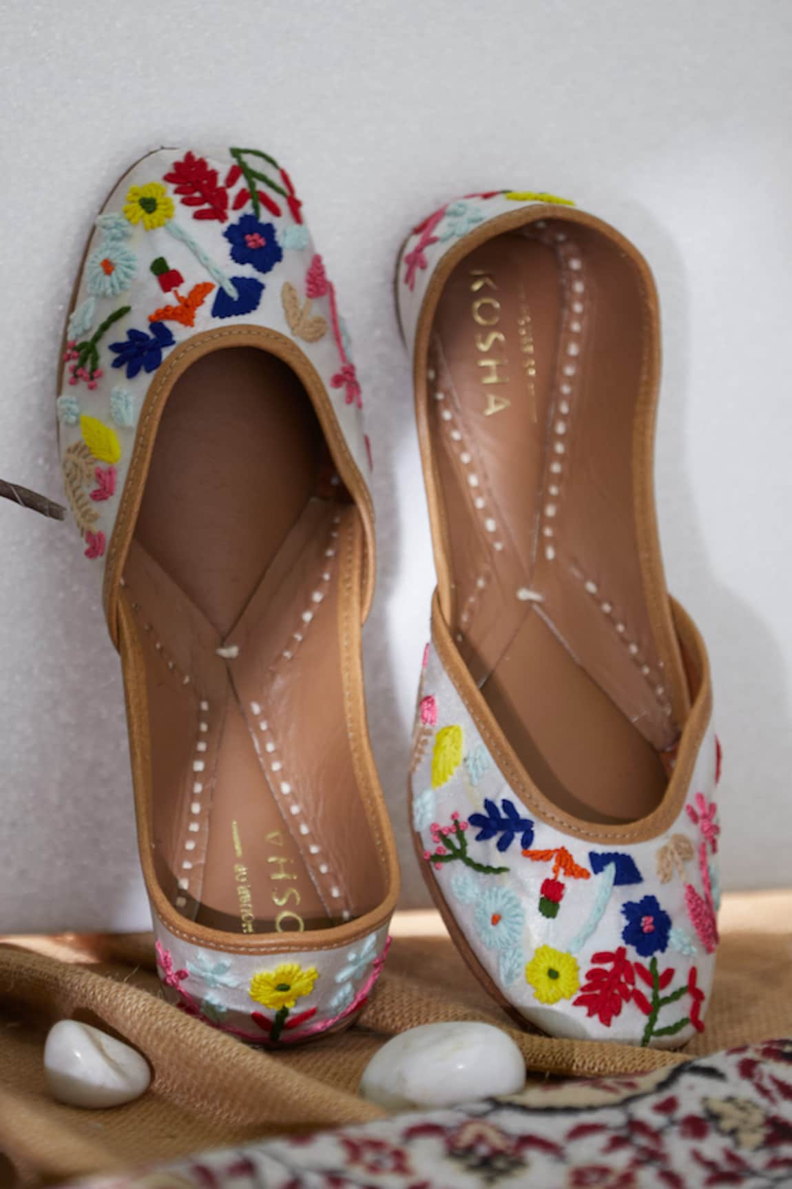 House of Kosha Sunshine Blossom Embroidered Leather Juttis