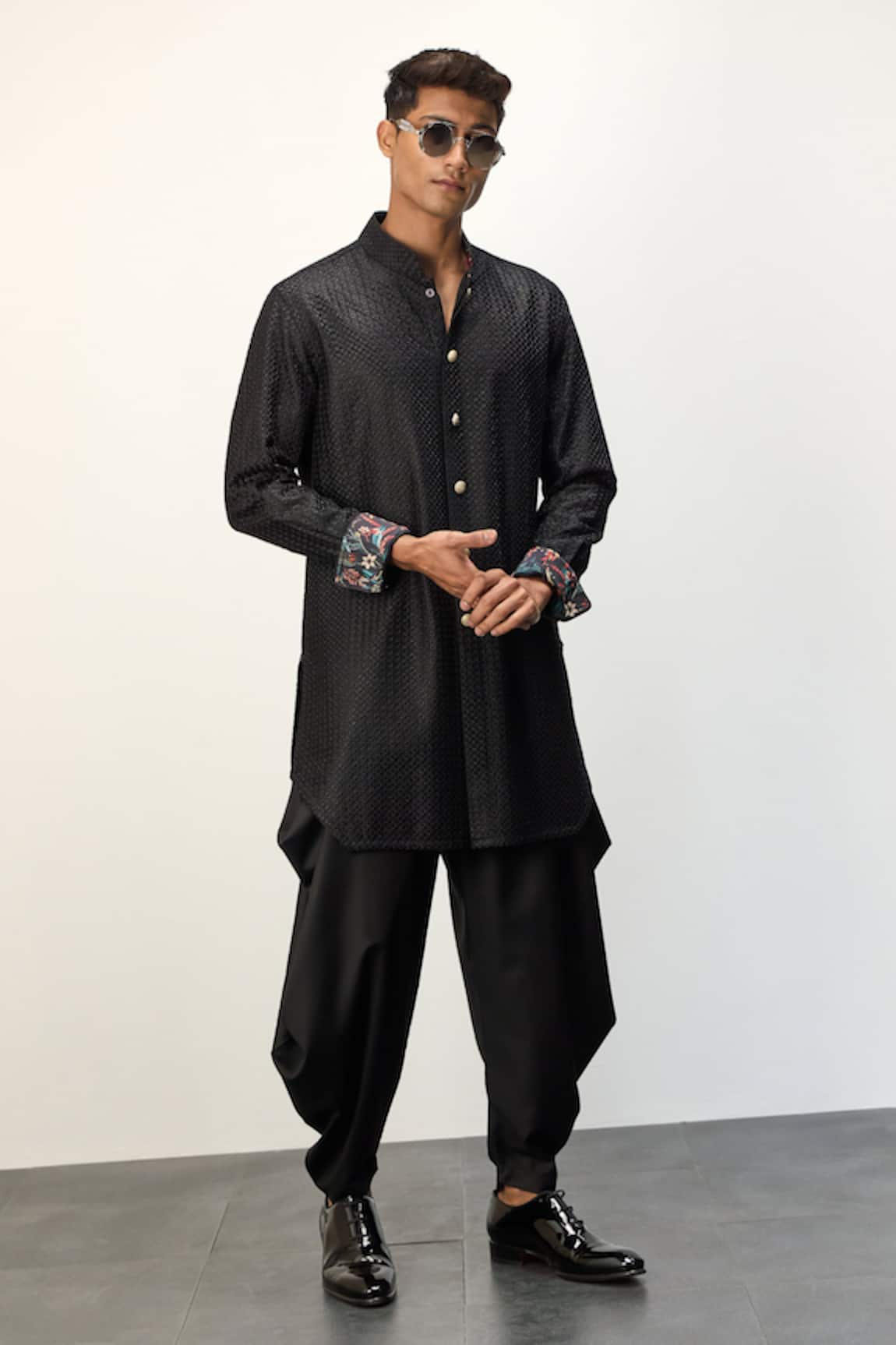 Arjan Dugal Embroidered Short Kurta & Dhoti Pant Set