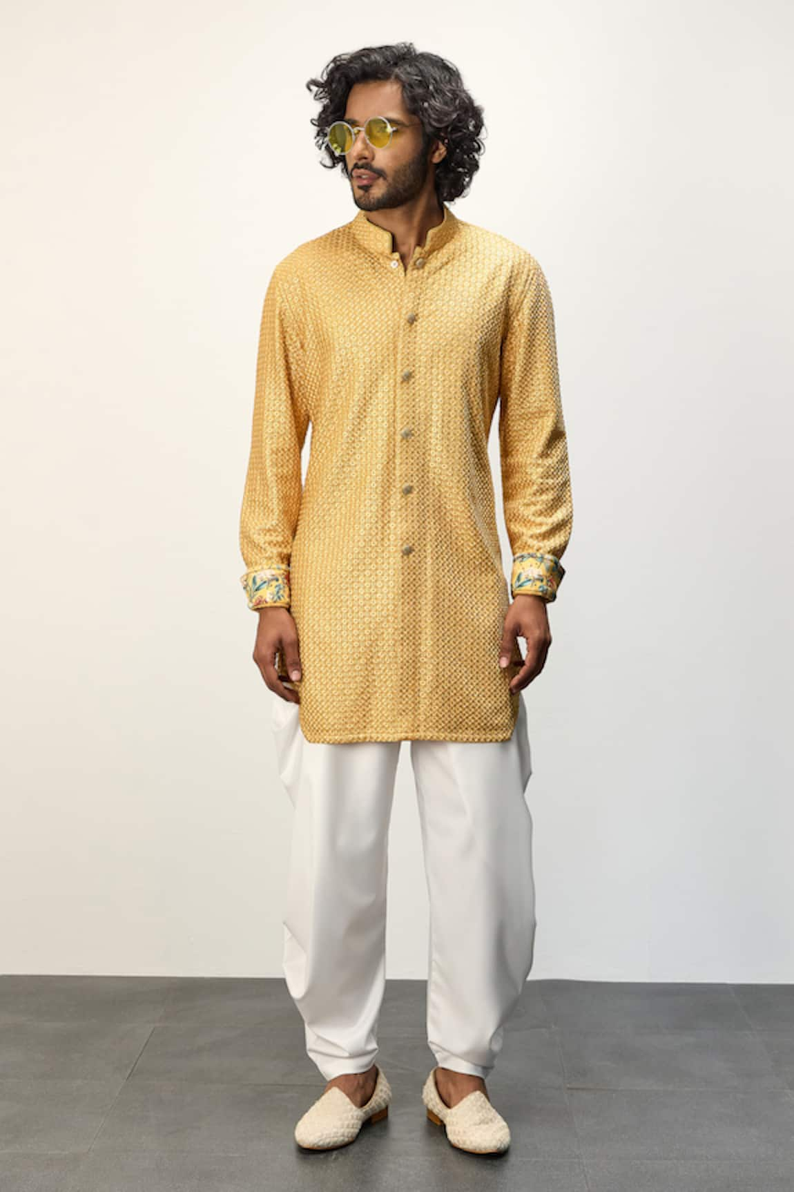 Arjan Dugal Embroidered Front Open Kurta & Dhoti Pant Set