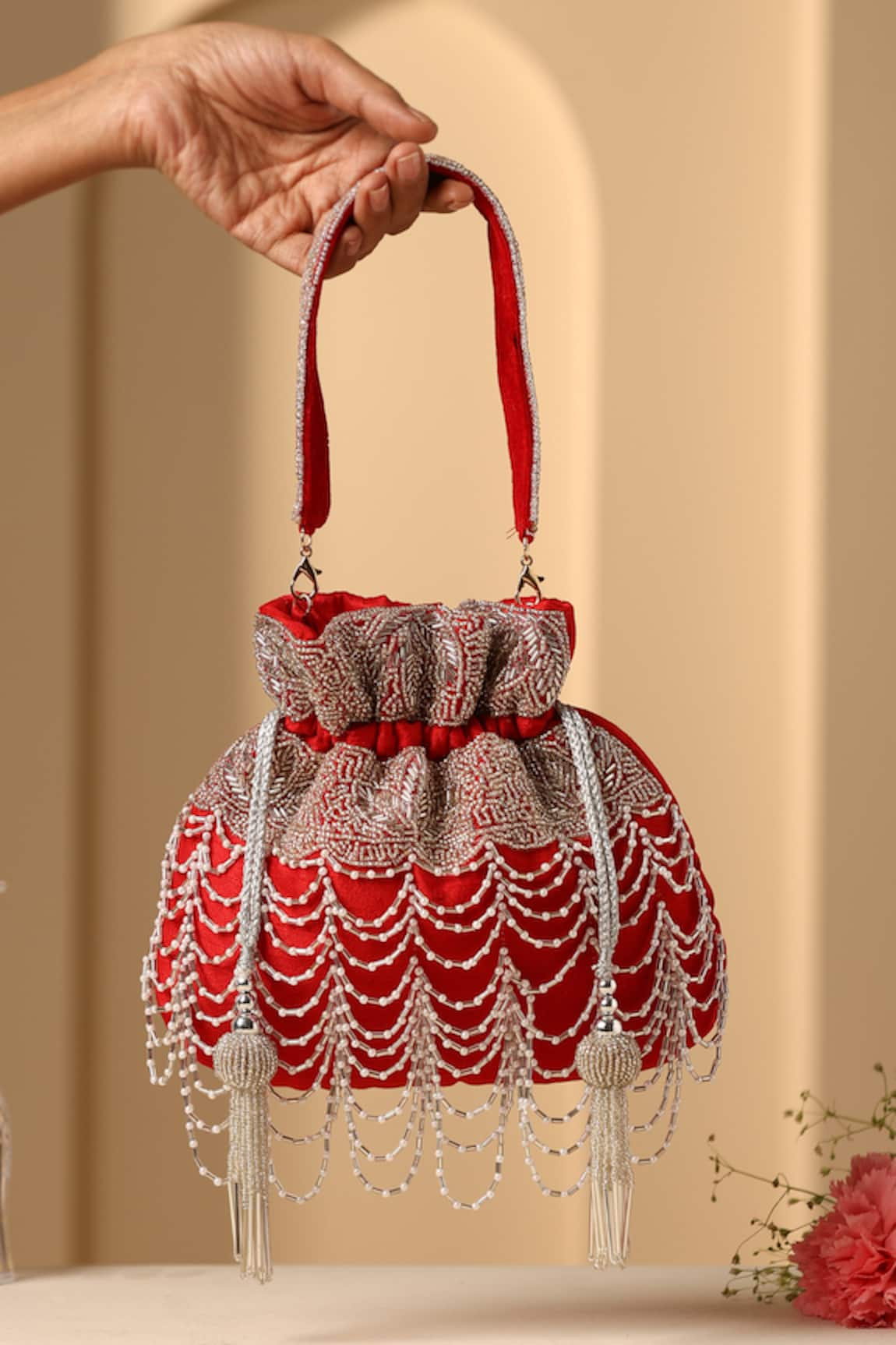 SWABHIMANN Nalki Embroidered Potli Bag