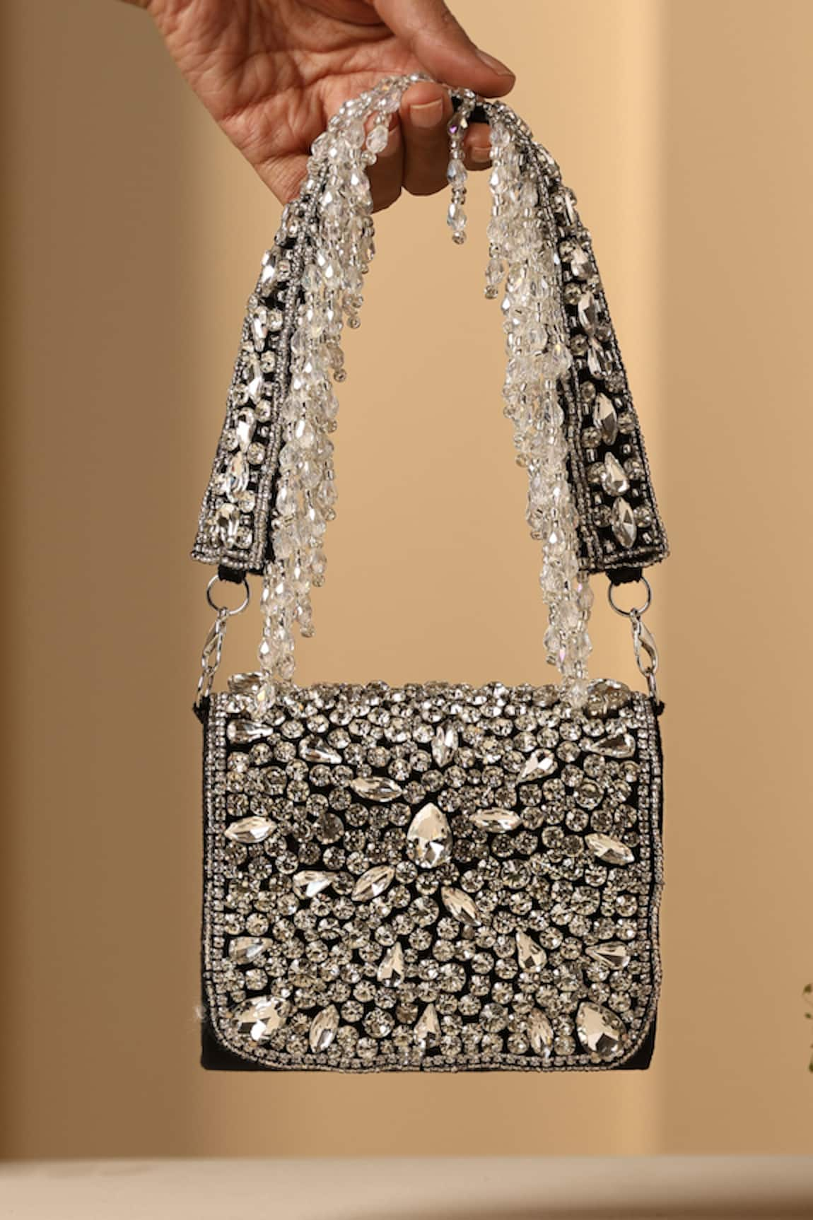 SWABHIMANN Crystal Petal Embellished Nano Bag